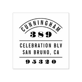 番号はっきりしたレトロタイポグラフィ差出人住所 ラバースタンプ