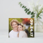 番号はっきりした写真モダン日付の保存/白 案内ポストカード (スタンド正面)