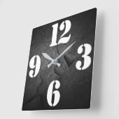 番号はっきりした顔オンブラック石板 スクエア壁時計 (傾斜)