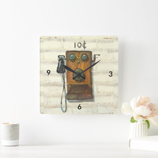 番号を付けられた旧式な公衆電話の柱時計 スクエア壁時計 (ホーム)