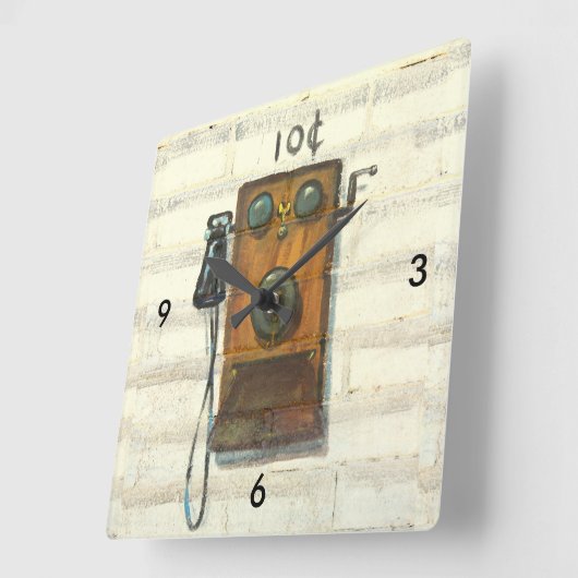 番号を付けられた旧式な公衆電話の柱時計 スクエア壁時計 (傾斜)