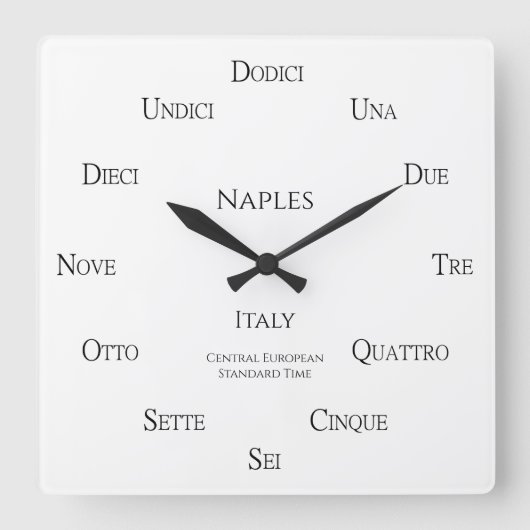 番号イタリアンカスタム市国のタイムゾーン スクエア壁時計 (正面)