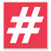 番号ハッシュタグのステッ赤と白カー シール (正面)