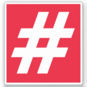 番号ハッシュタグのステッ赤と白カー シール (正面)