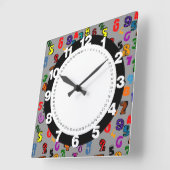 番号パターン スクエア壁時計 (傾斜)