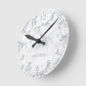 番号フェイク付き大理石ルック顔と文字 ラウンド壁時計 (傾斜)