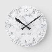 番号フェイク付き大理石ルック顔と文字 ラウンド壁時計 (正面)