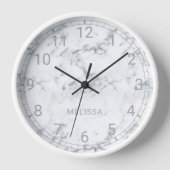 番号フェイク付き大理石ルック顔と文字 壁時計 (正面)