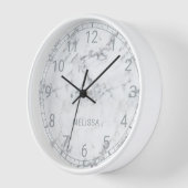 番号フェイク付き大理石ルック顔と文字 壁時計 (傾斜)