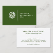 番号モダンロゴ会計士ダークグリーン 名刺 (正面/裏面)