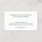 番号モダンロゴ会計士ダークグリーン 名刺 (裏面)