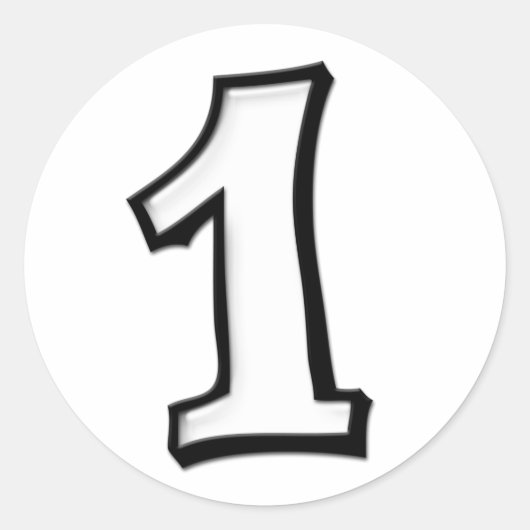 番号1間抜けの白いステッカー ラウンドシール (正面)