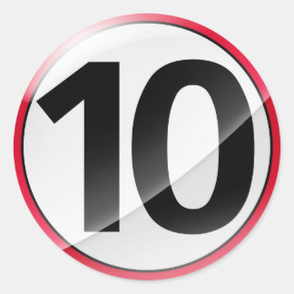 番号10赤ステッカー ラウンドシール