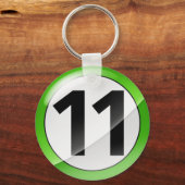 番号11緑のキーチェーン キーホルダー (正面)