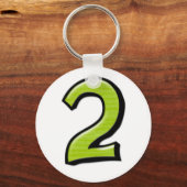 番号2間抜け緑のキーチェーン キーホルダー (正面)