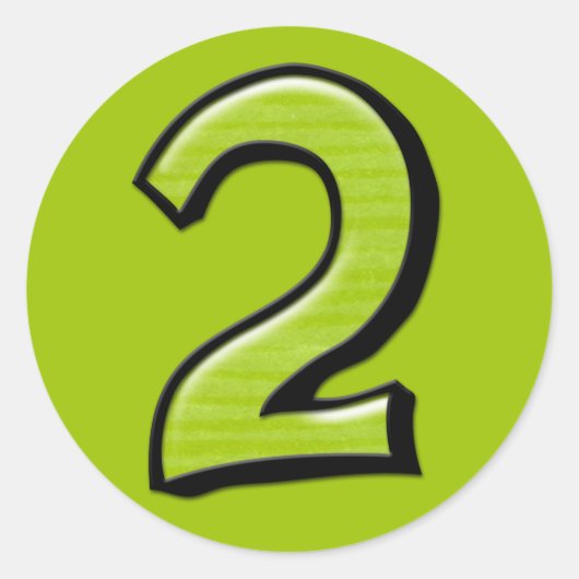 番号2間抜け緑ステッカー ラウンドシール (正面)