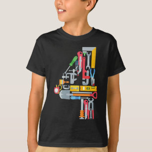 番号4建築建物ツール4歳 Tシャツ