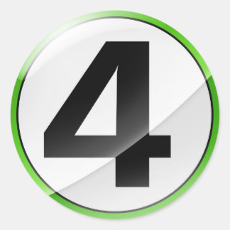 番号4緑のステッカー ラウンドシール