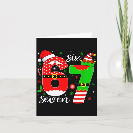 番号67 マッチング シックス セブン 6 7 ミーム 6-7 クリスマス カード (正面)