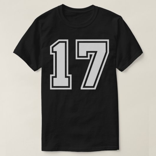 番号#17スポーツジャージーのラッキーお気に入りの番号の前 Tシャツ (デザイン正面)