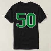 番号#50スポーツジャージーグリーンラッキー番号 Tシャツ (デザイン正面)