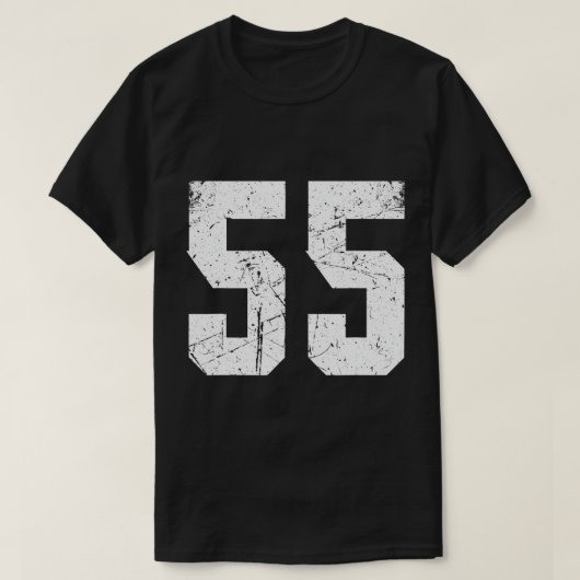 番号#55スポーツジャージー誕生日エイジラッキーナンバーWhi Tシャツ (デザイン正面)