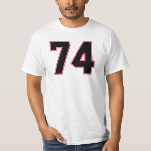 番号#74スポーツジャージーピンクブラックラッキーNo. Tシャツ (正面)