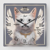 番猫の天使 ファインアート スクエア壁時計 (正面)