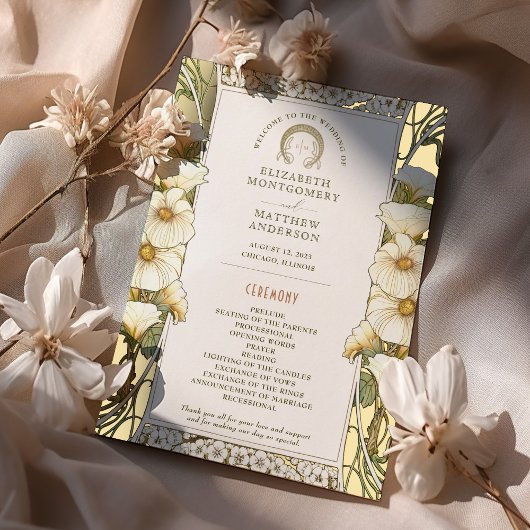 番組の結婚ヴィンテージアールヌーボーバイミュシャ 箔招待状