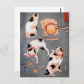 異なった姿勢Utagawa Kuniyoshiの猫(Neko) ポストカード (正面/裏面)