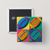 異なった色の4つのフットボール 缶バッジ (正面&裏面)