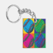 異なった色の4野球 キーホルダー (正面左)