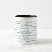 異なった言語のココアのマグ(青で) マグカップ (中央)