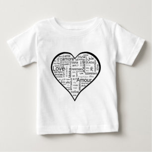 異なった言語の愛の十分のハート ベビーTシャツ
