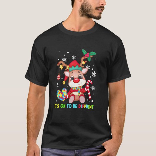 異なることは悪いことじゃない トナカイ 自閉症啓発 Tシャツ (正面)