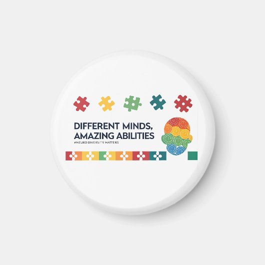 異なる心 驚くべき能力 認知 アート マグネット (正面)