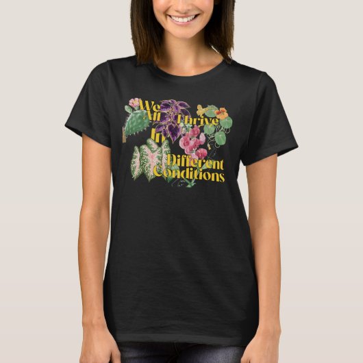 異なる条件で繁栄する多様な植物 SPED Tシャツ (正面)