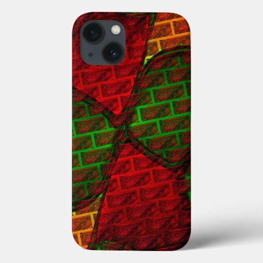 異なる画像のモンテージ、レンガ、赤、緑、黄色 Case-Mate iPhoneケース (裏面)