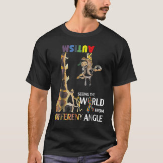 異なる角度で世界を見るキリン 自閉症  Tシャツ