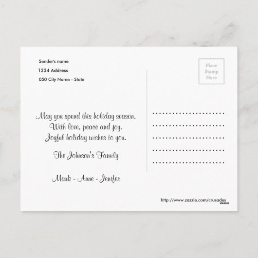 異なる言語での新年の挨拶 シーズンポストカード (裏面)