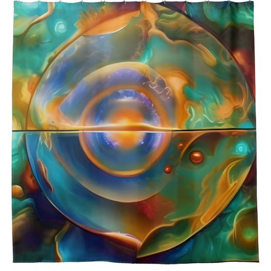 異世カラフル的抽象芸術 シャワーカーテン (正面)