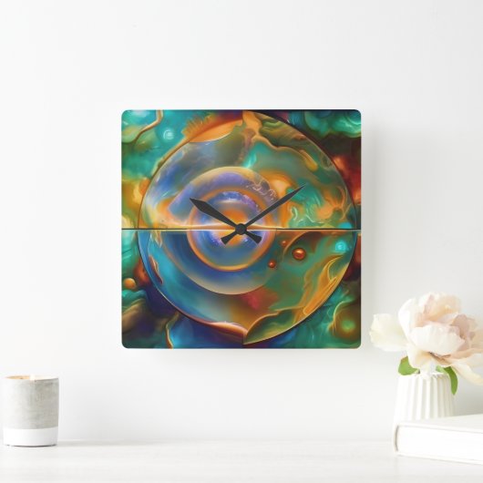 異世カラフル的抽象芸術 スクエア壁時計 (ホーム)