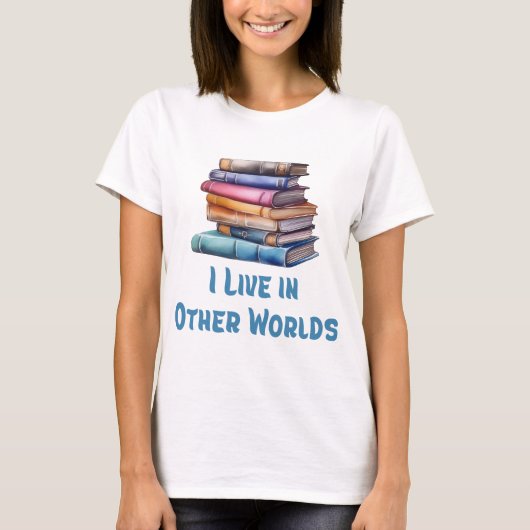異世界に生きる - 読書家 Tシャツ (正面)