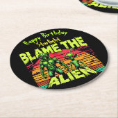 異世界のエイリアンが夕日を鮮やか見る ラウンドペーパーコースター (アングル)