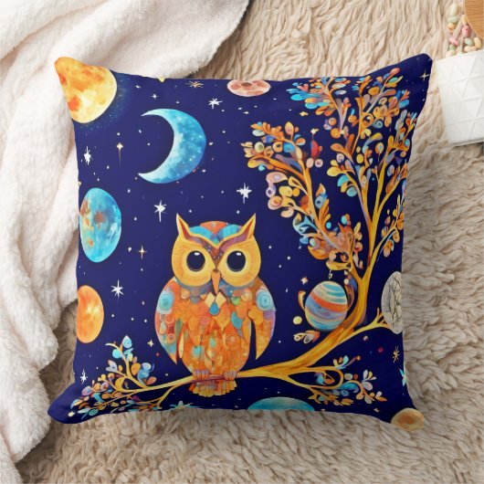 異世界のフクロウの芸術：天疑問に思の クッション (ブランケット)