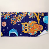 異世界のフクロウの芸術:天疑問に思の ビーチタオル (正面)