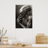 異世界の出会い、超現実的なエイリアン風景 ポスター (キッチン)