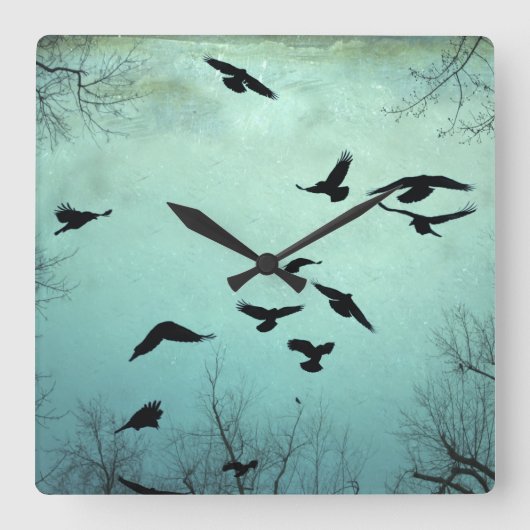 異世界の青 スクエア壁時計 (正面)