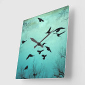 異世界の青 スクエア壁時計 (傾斜)