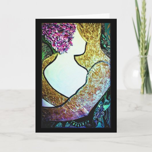 異人種間のカップルの抱き締まるアートワークを受け入れる カード (正面)